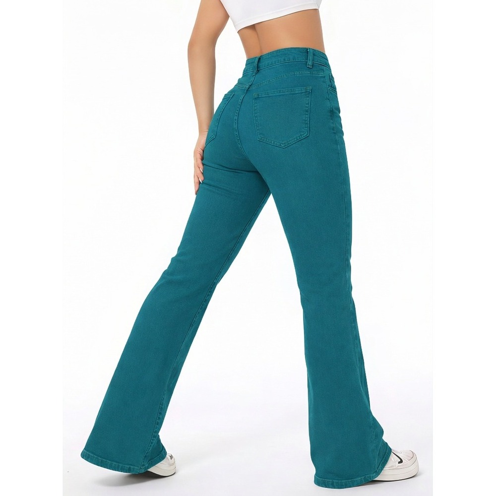 Reformation‎ Peyton Jeans Womens 28 High Rise Boot Cut Teal Blue Denim Pants